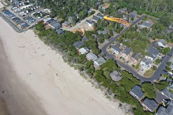 aerial view of oceanfront homes